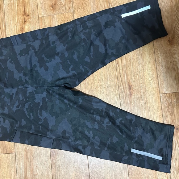 Black Camouflage mid length leggings/ athletic capris. Has pockets. - Picture 3 of 4